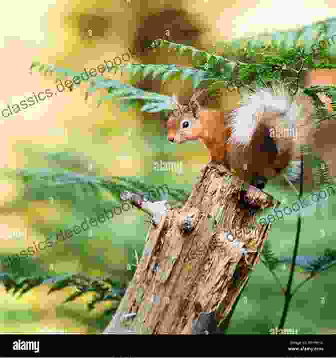 A Squirrel Perched High In A Tree, Its Mouth Open In A Vocalization, Its Bushy Tail Twitching. The Secret Life Of Squirrels