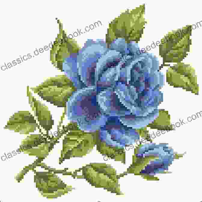 A Stunning Blue Rose Cross Stitch Pattern With Intricate Details And A Captivating Color Gradient Blue Rose Cross Stitch Pattern