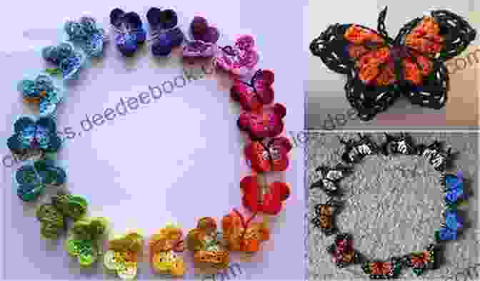 Crochet Butterfly Adorned With Iridescent Beads, Fluttering In The Springtime Breeze. Crochet Projects: 84 Beautiful Crochet Decorations And Clothes Pieces For Any Time Of The Year