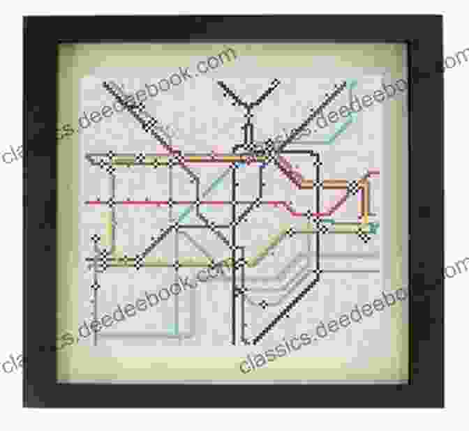 London Underground Cross Stitch Pattern Completed And Displayed In A Frame London Underground 3 Cross Stitch Pattern