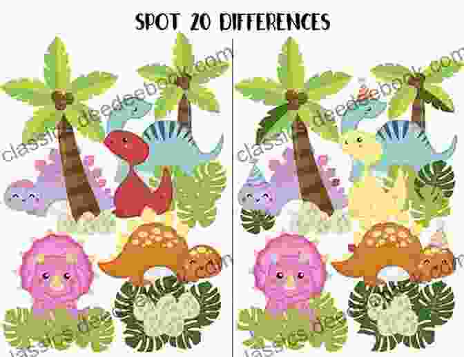 Spot The Differences Dinosaur Game For Kids Two Dinosaur Illustrations Side By Side With Subtle Differences Dinosaurs Spot The Differences For Kids Ages 4 8: Puzzle For Children Age 4 5 6 7 8 And Up Try To Find The Difference Dinosaur Holiday Gift For Toddlers And Preschoolers